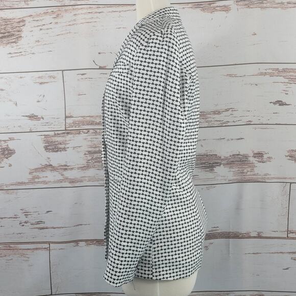 Armani Exchange Womens Bold Linen Blazer Black White Size 2 - Picture 2 of 9